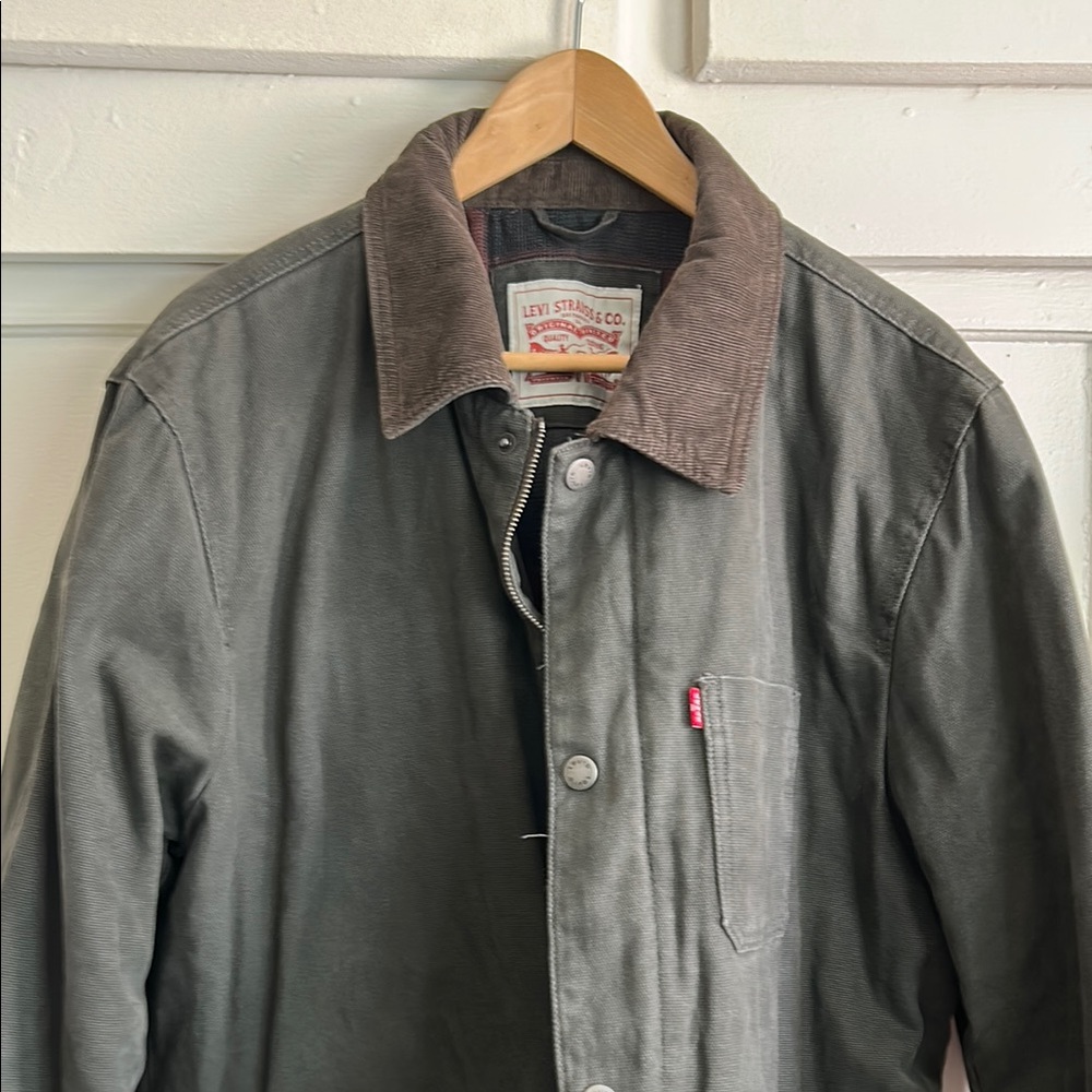 Levi's Men's Military Chore Jacket Cotton Canvas Corduroy Coat Green XL
